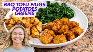 BBQ Tofu Nugs w/ Roasted Potatoes & Sauteed Greens