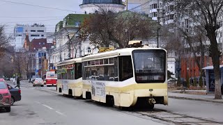 поездка на трамвае ктм-19 1016 (1021+1016) по маршруту 3 город саратов