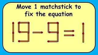 19-9=1 turn this wrong equation into correct | Match stick puzzle #376 | Puzzles with Answer