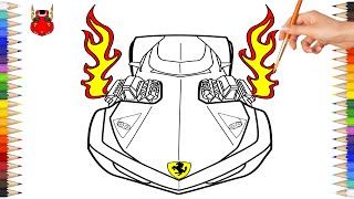 Draw Ferrari easy Step by Step | Ferrari Car Drawing video | Coloring Farrari