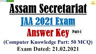 Assam Secretariat JAA 2021 Computer Knowledge Solved | Exam held on 21-02-2021