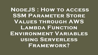 NodeJS : How to access SSM Parameter Store Values through AWS Lambda Function Environment Variables