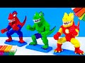 How to make Dinosaur man mod superhero Ironman, Captain America and Spider-man, Hulk with Clay