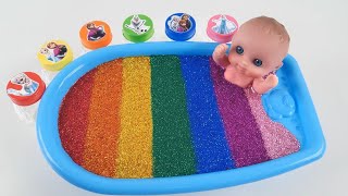 Satisfying Video l How to Make Rainbow Bathtub with Mixing Slime from Glitter Cutting ASMR #7