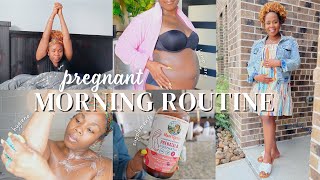 PREGNANT SELF CARE MORNING ROUTINE | bump care + hygiene + supplements + anxiety affirmations \u0026 more