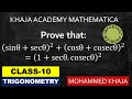 Prove that: (sinθ+secθ)^2+(cosθ+cosecθ)^2=(1+secθ.cosecθ)^2 TRIGONOMETRY  CLASS-10