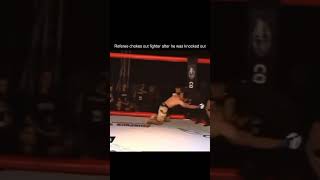 Referee Chokes out fighter after he was knocked out 🤔 #mma