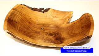 Woodturning a flat bowl from a sumac tree