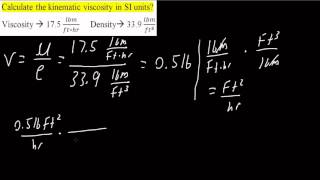 Calculate the kinematic viscosity in SI units