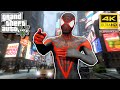 GTA 5 - Spider-Man Miles Morales Fights Crime in New York City! (4K Ultra HD Gameplay)