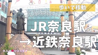 奈良：JR奈良駅から近鉄奈良駅まで歩いてみました(小雨の日)-went to Kintetsu Nara Station form JR Nara Station on foot