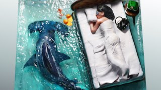How To Make a Shark In The Bedroom Diorama / Polymer Clay / Epoxy resin