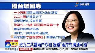 蔡總統九二共識說不出口! 兩岸持續冷和│中視新聞 20171027