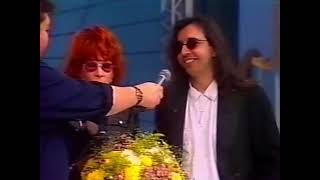 Sergio Dias, d'Os Mutantes, e Rita Lee no "Arquivo confidencial" do Domingão do Faustão, em 1995