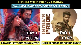 Pushpa 2 The Rule Vs Amaran Day 1 Worldwide Box Office Collection ...