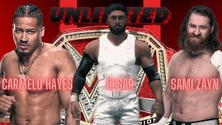 WWE2K24-CESAR VS CARMELO HAYES VS SAMI ZAYN RAW CHAMPIONSHIP,UNLIMITED