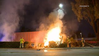 Semi Truck Crash And Burns Driver Lives