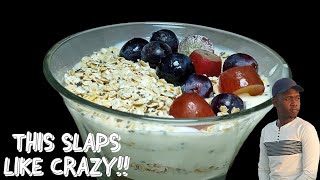 Overnight Oats for weight loss (Made with Homemade yoghurt, Chia seeds and Frozen fruits)