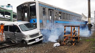 列車と車の衝突・復旧訓練 　ＪＲ九州