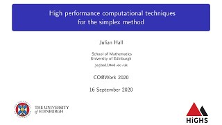 Julian Hall - High performance computational techniques for the simplex method