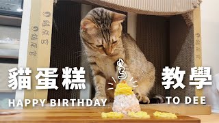 DIY貓鮮食蛋糕，超可愛的貓咪生日蛋糕教學~