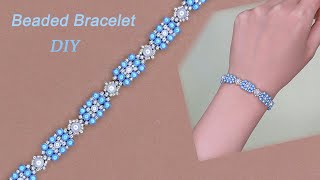 DIY Elegant Pearl Beaded Bracelet, Beaded Bracelet with Blue Pearls and White Pearls 手作珍珠串珠手链