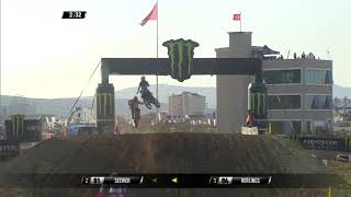 Herlings and Seewer battle + Herlings pass - MXGP Qualifying Race - MXGP of Turkey...