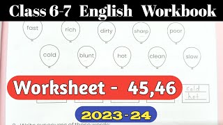 Class 6-7 English Worksheet 45,46 Pravah Workbook | प्रवाह कक्षा 6,7 अंग्रेजी वर्क बुक वर्कशीट 45,46