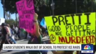 LAUSD students walk out classroom to protest ICE crackdowns