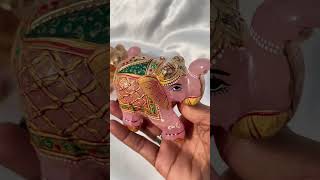 Rose Quartz Elephant pair with gold painting #elephant #rosequartz contact on:9664045755, 7014909668