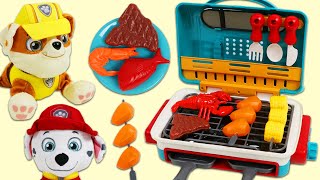 Paw Patrol Marshall and Rubble Grilling Huge BBQ Barbecue Meals!