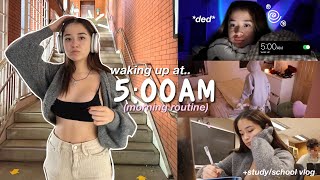 waking up at 5:00AM vlog: early productive mornings, school study vlog, coffee shops, etc.