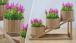 Ide kreatif vas bunga pameran - Kerajinan dari stik es krim