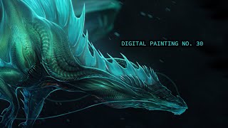 Emerald water dragon! // Digital painting no.30 // Isvoc