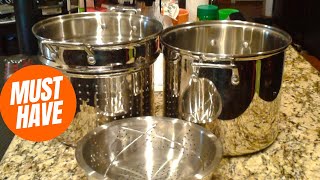 Cuisinart 4-Piece Cookware Set, 12 Quarts, Chef's Classic Stainless Steel Pasta/Steamer, 77-412P1