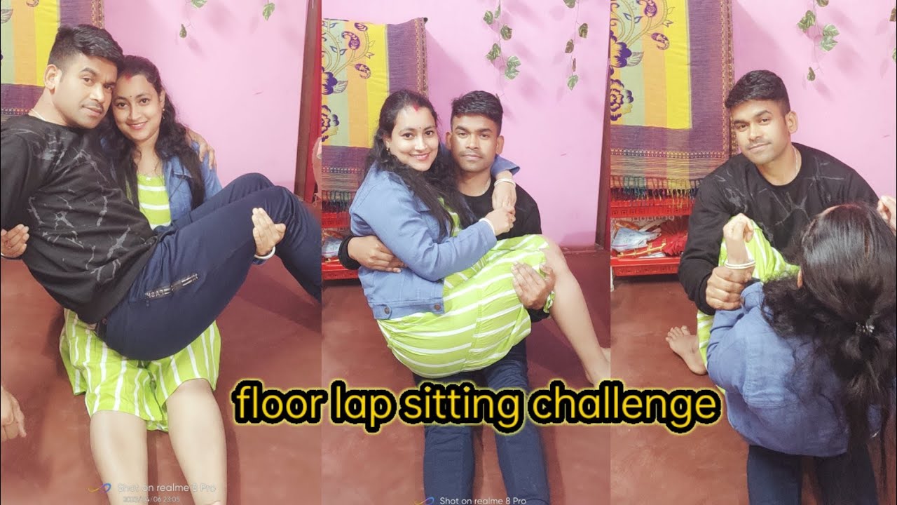 Floor Lap Sitting Challenge//husband Vs Wife//funny Video - YouTube