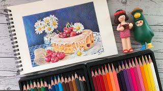 [델리문구] 컬러펜슬 색연필 36색 (Deli 36 Colored Pencils) 리뷰 \u0026 색연필 드로잉 :-) (Colored pencil review and Drawing)