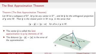 MATH 3191: The Best Approximation Theorem