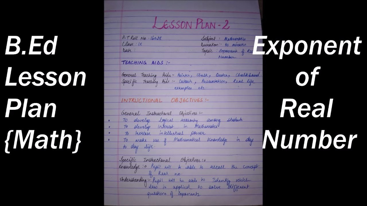 B.Ed Lesson Plan {MATH} - YouTube