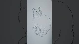 ペン画一発描きにゃんこ4(￣▽￣)#猫 #cat #イラスト#ペン画#art #illustration #shorts #drawing