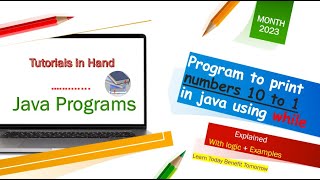 java program to print numbers from 10 to 1 using while loop #java #javaforbeginners