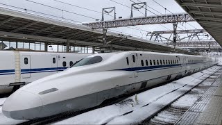 【4K】雪の東海道新幹線 N700A のぞみ号博多行き 米原駅通過