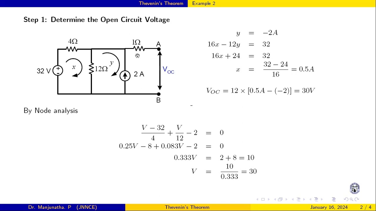 Thevenin's Theorem Example 2 - YouTube