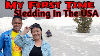 Finally, My First Time Sledding In The USA | Fun Moments | Vlog |Immigrant Life |The Bichanga Family