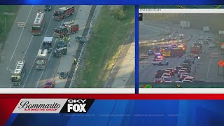 SkyFox flying over crash on NB I-55