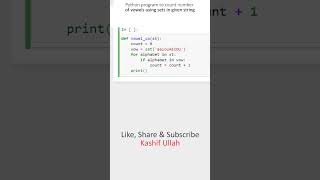 python program to count number of vowels using sets in given string