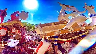 【 大阪城 だんじり で 杭全神社 三町曳行‼️道ぬかるんで無かったらもっと動くの早いぞ‼️】地車 in 大阪城 だんじり祭り 〔 市町 西脇 育和 〕地車 祭