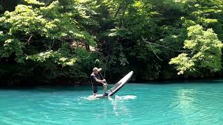 晴れてる四万湖でSUP最高