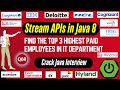 Java 8 Stream API Interview Questions: Find Top 3 Highest Paid Employees in IT Department using Java