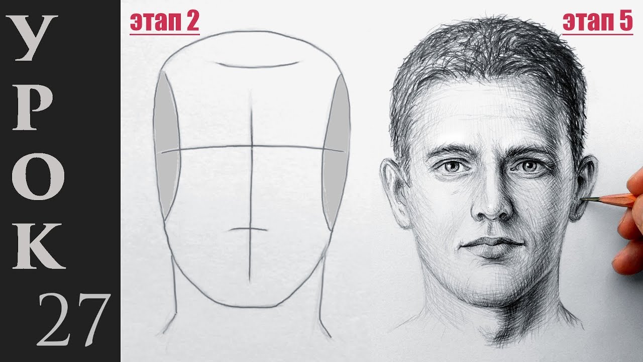 Как нарисовать лицо мужчины карандашом поэтапно карандашом для начинающих